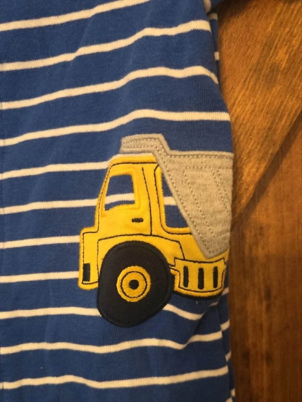 Carter's Blue White Striped One-Piece with Yellow Truck